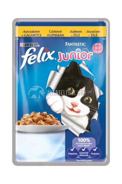 Felix macskaeledel - Junior Csirke Aszpikban alutasakos macskáknak 100g