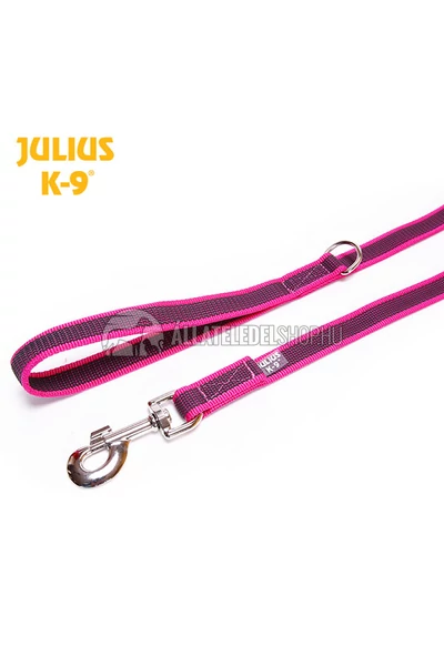 Julius K-9  Color & gray - Gumis póráz - Pink-Gray - "D" karikával – 2 m / 20 mm